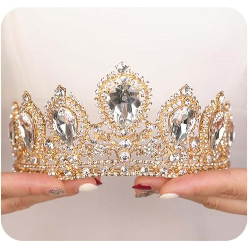 Vintage Crystal Tiara Crown Alloy Red Wedding Hair Accessories Women Prom Party